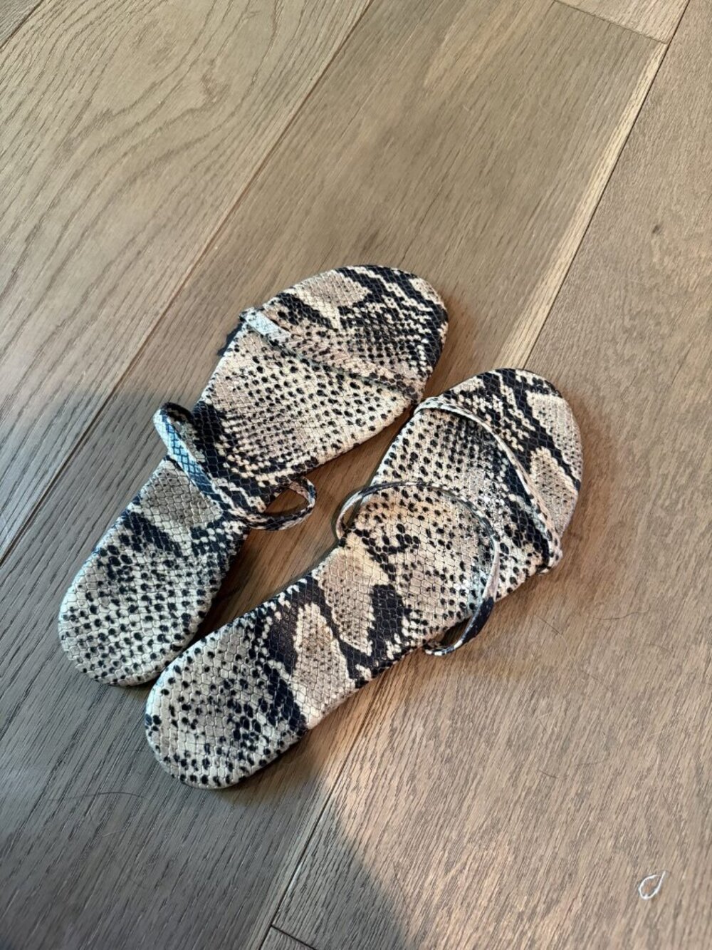 TKEES Snake Print Flat Thong Sandals 9